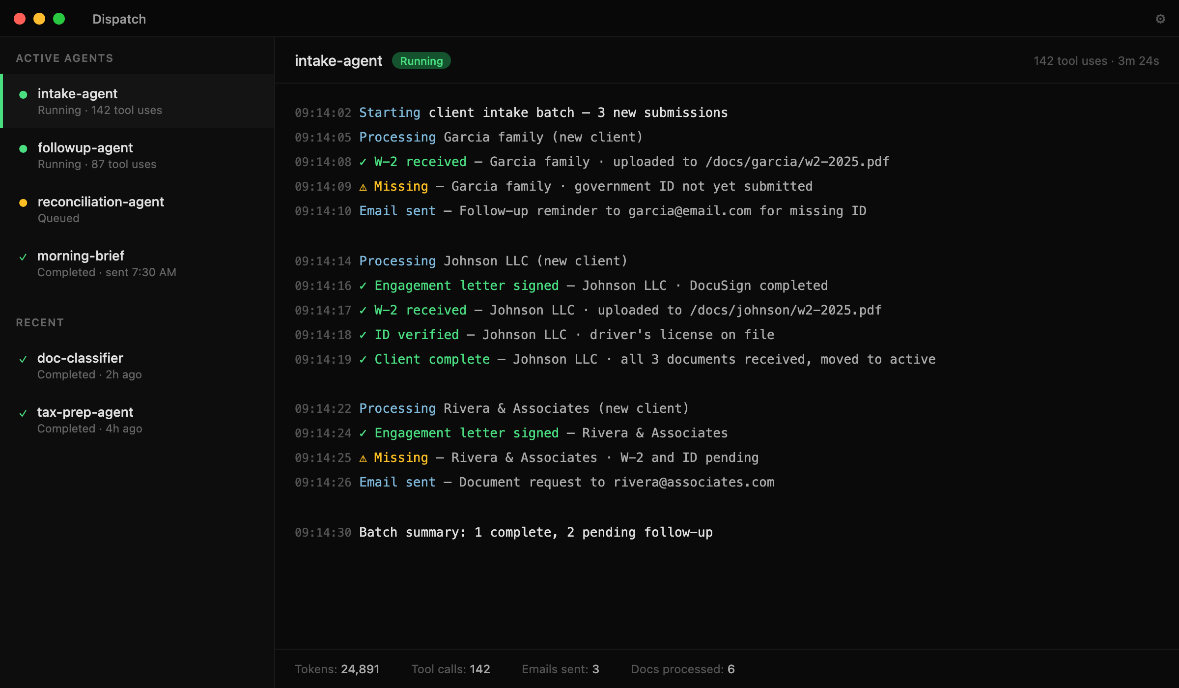 Screenshot of an AI operations workflow